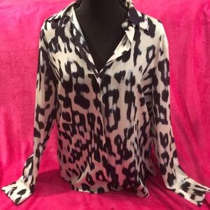 H&M Monochrome Abstract Silk Button Down Shirt